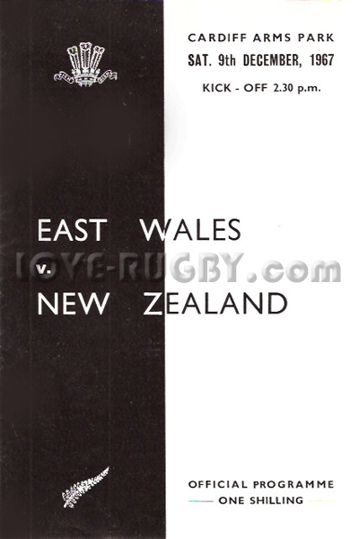 1967 East Wales v New Zealand  Rugby Programme